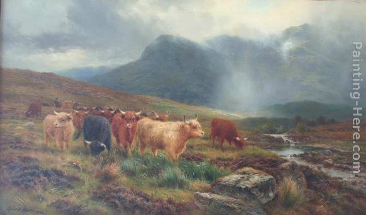 Louis Bosworth Hurt Highland Cattle Showers that Veil the Distant Hills